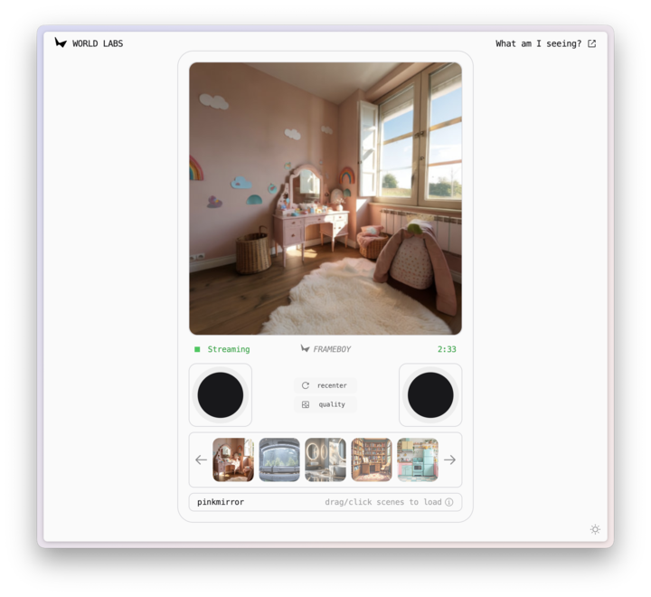 ▲ RTFM Demo 链接：https://rtfm.worldlabs.ai/