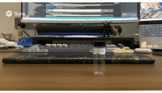 Sora 2 生成抓取移动放下透明容器