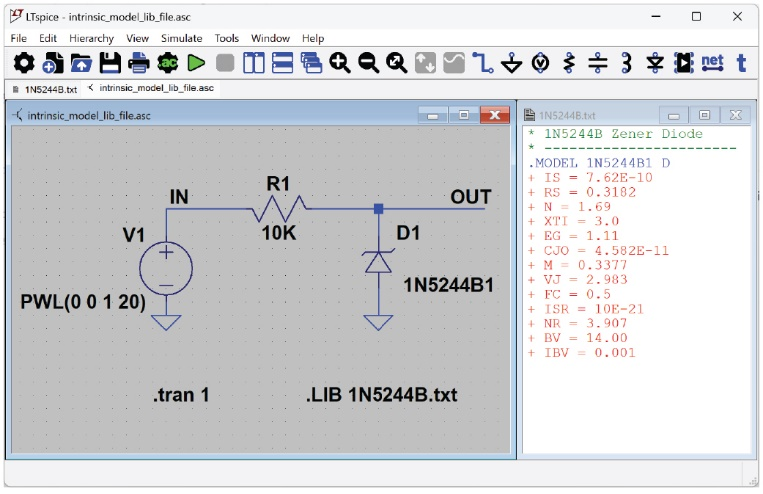 图4 使用.LIB指令从文件导入模型
