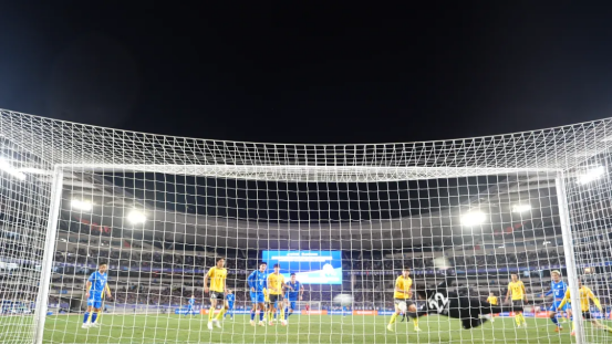 （机器狗第一视角下的门将扑球）