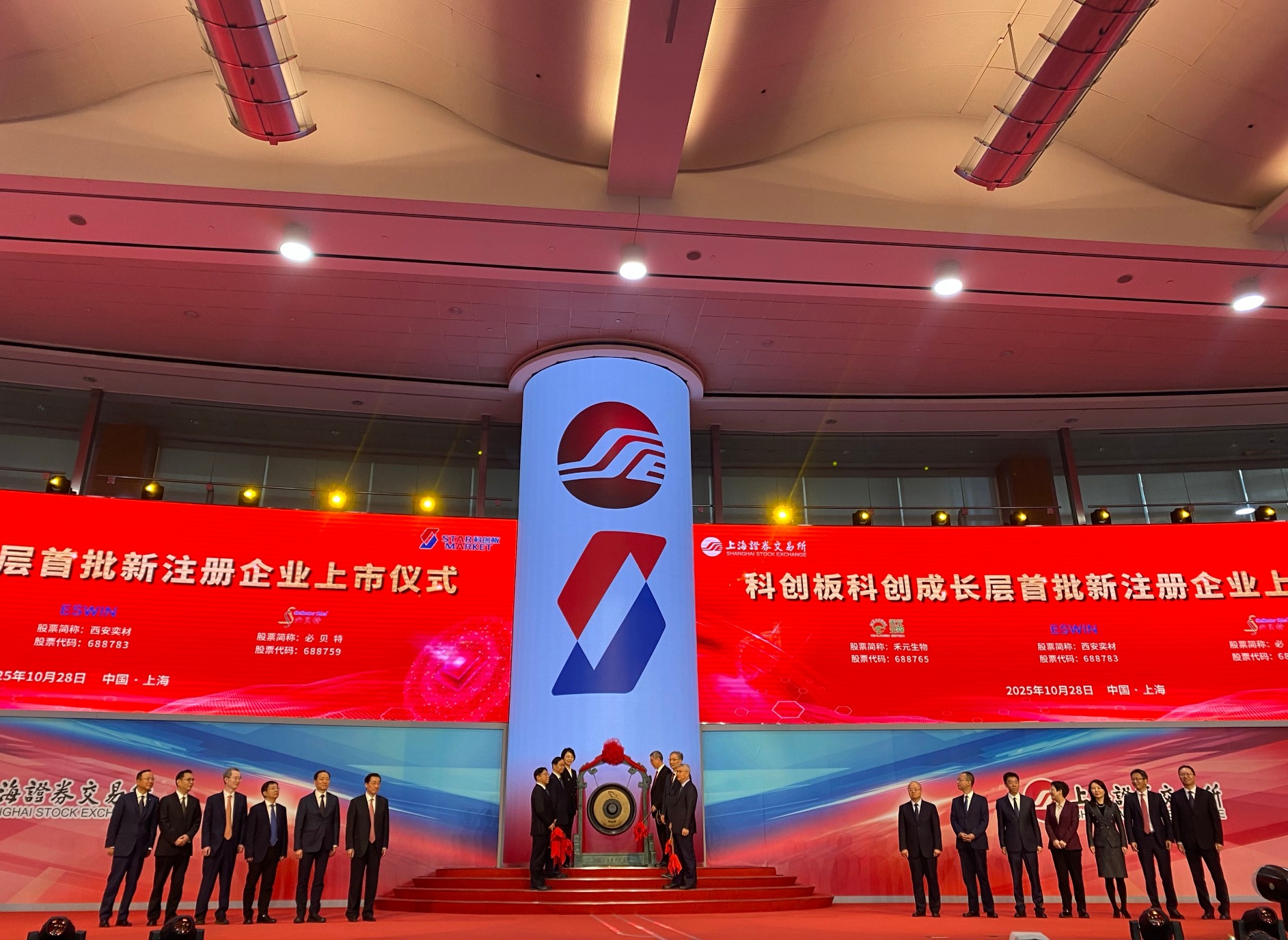 图为科创板科创成长层首批新注册企业上市仪式现场，毛艺融/摄