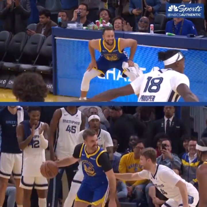 温情时刻！斯潘塞兄弟对决 勇士灰熊所有球员+教练+球迷都在笑