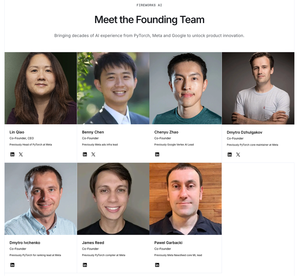 ▲Fireworks AI独创东说念主团队（图源：Fireworks AI）
