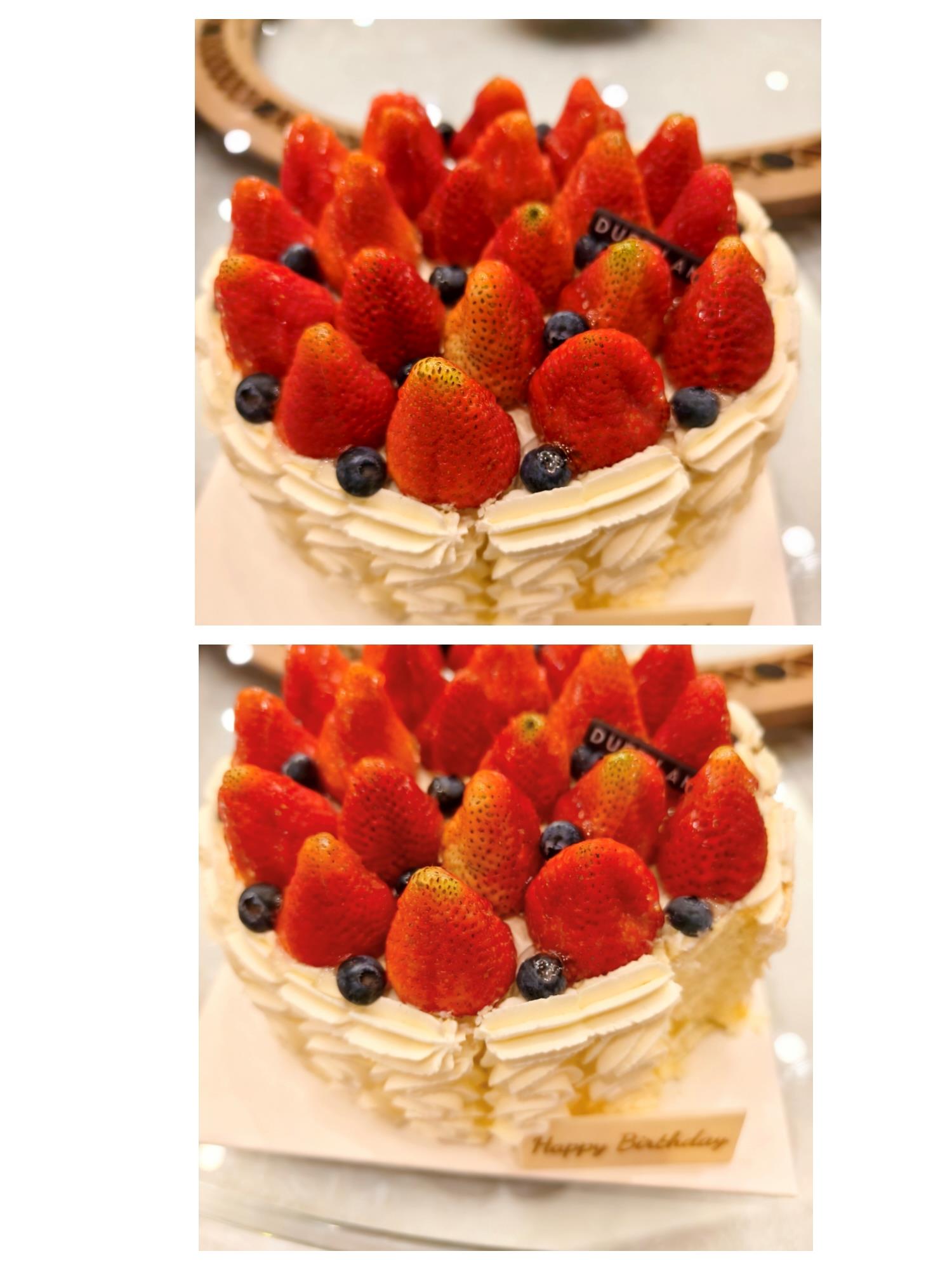 △人工智能修改伪造的网购蛋糕磕碰破损图片，原图和伪造图对比