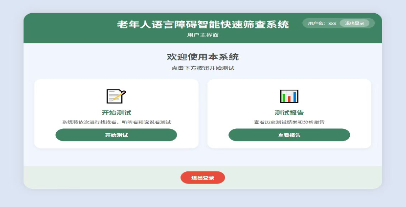 “老年人语言障碍智能快速筛查系统”操作界面。上海交通大学供图