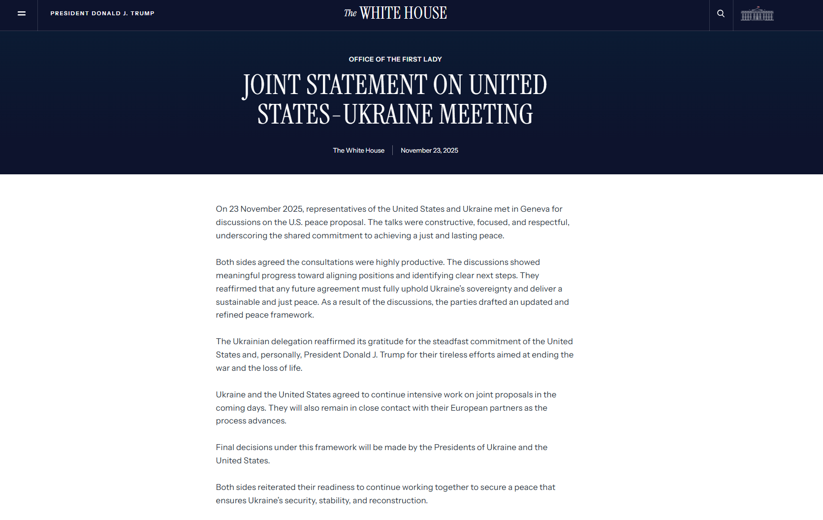 来源：白宫声明