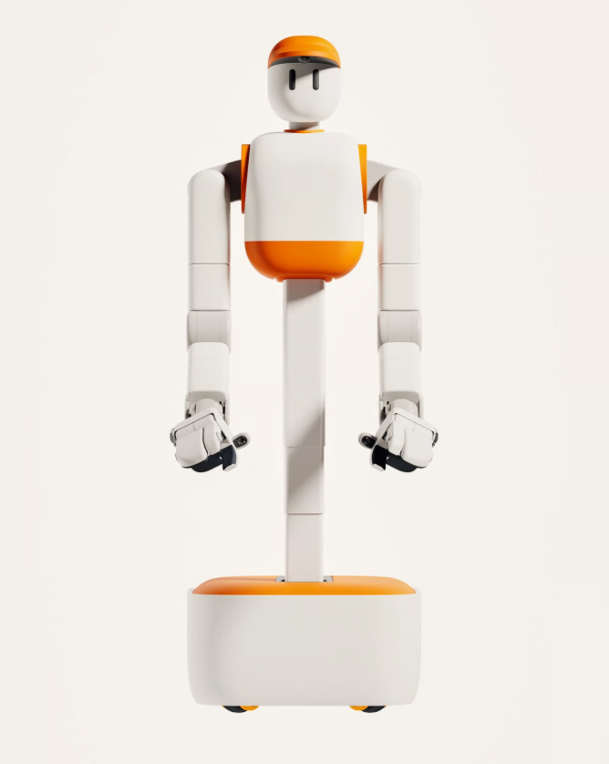 Memo 无需行走，依靠滚动移动。它采用轮式底座而非腿部，以提升稳定性和平衡性