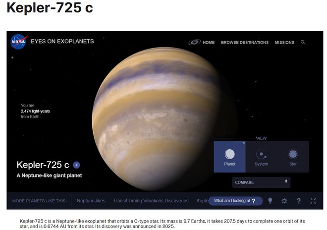 中国团队发现的一颗超级地球Kepler-725c 图片来源：NASA