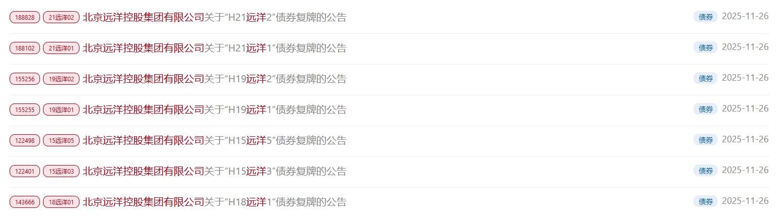 北京远洋控股集团有限公司公告截图，下同