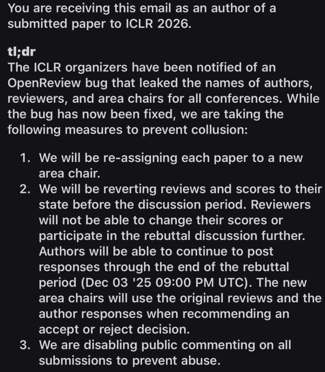 大家晒出自己收到的ICLR 最新通知。