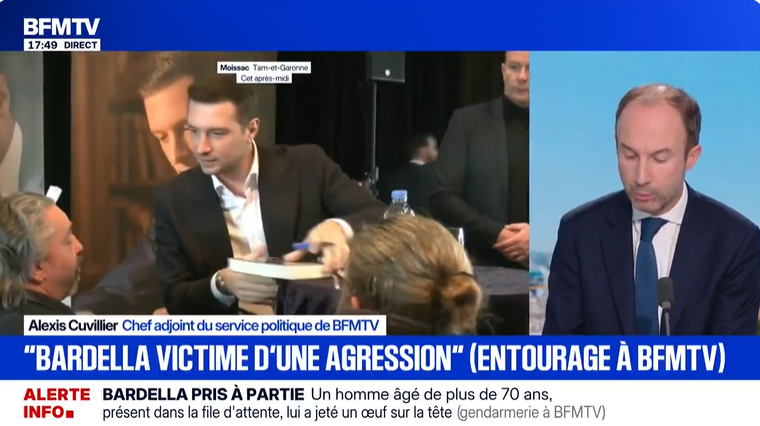 法媒：遭泼洒面粉袭击后，法国极右翼政党主席又遭鸡蛋袭击