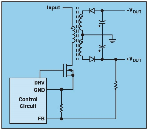 图9 带有多个输出绕组的典型反激式转换器