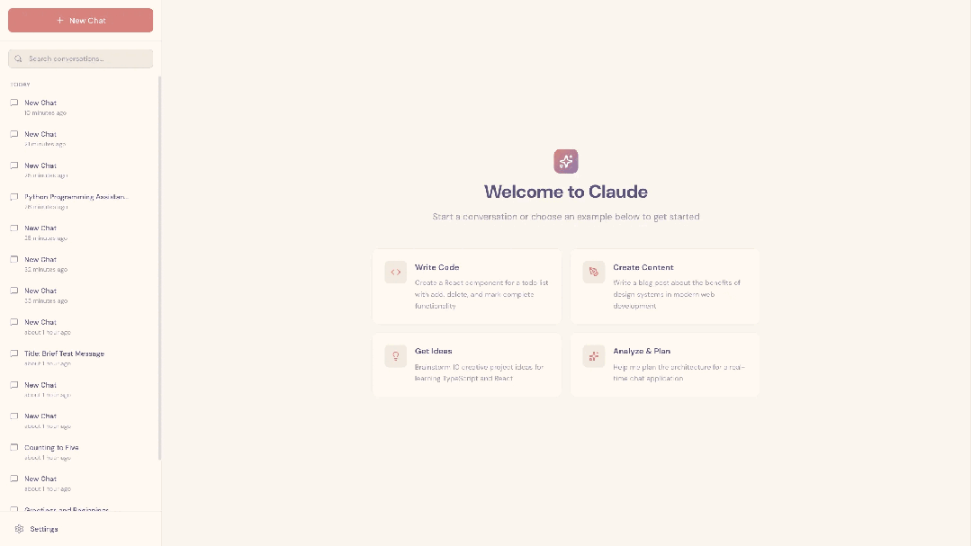 Claude通过Puppeteer MCP服务器在测试claude.ai克隆版时截取的屏幕截图