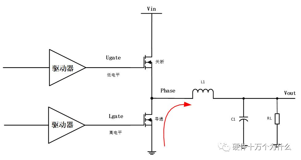    图5.5同步Buck上管关闭下管导通