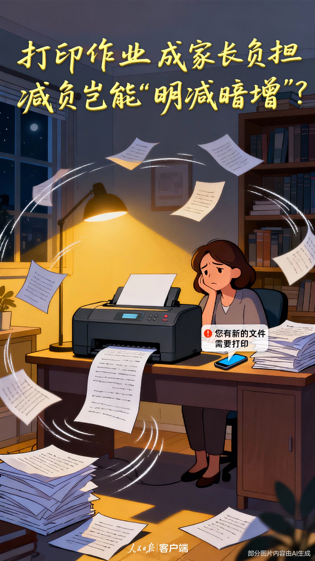 打印作业成家长烦恼，减负岂能“明减暗增”？