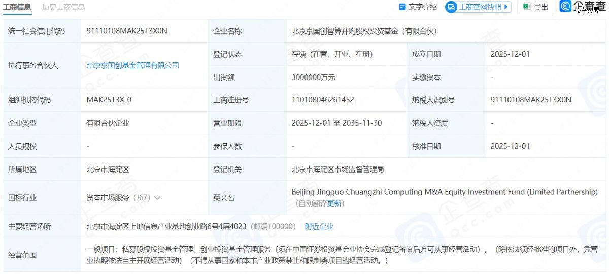 北京成立300亿并购基金