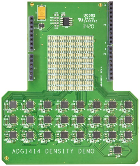 图1 搭载25个ADG1414器件的PCB布局示例