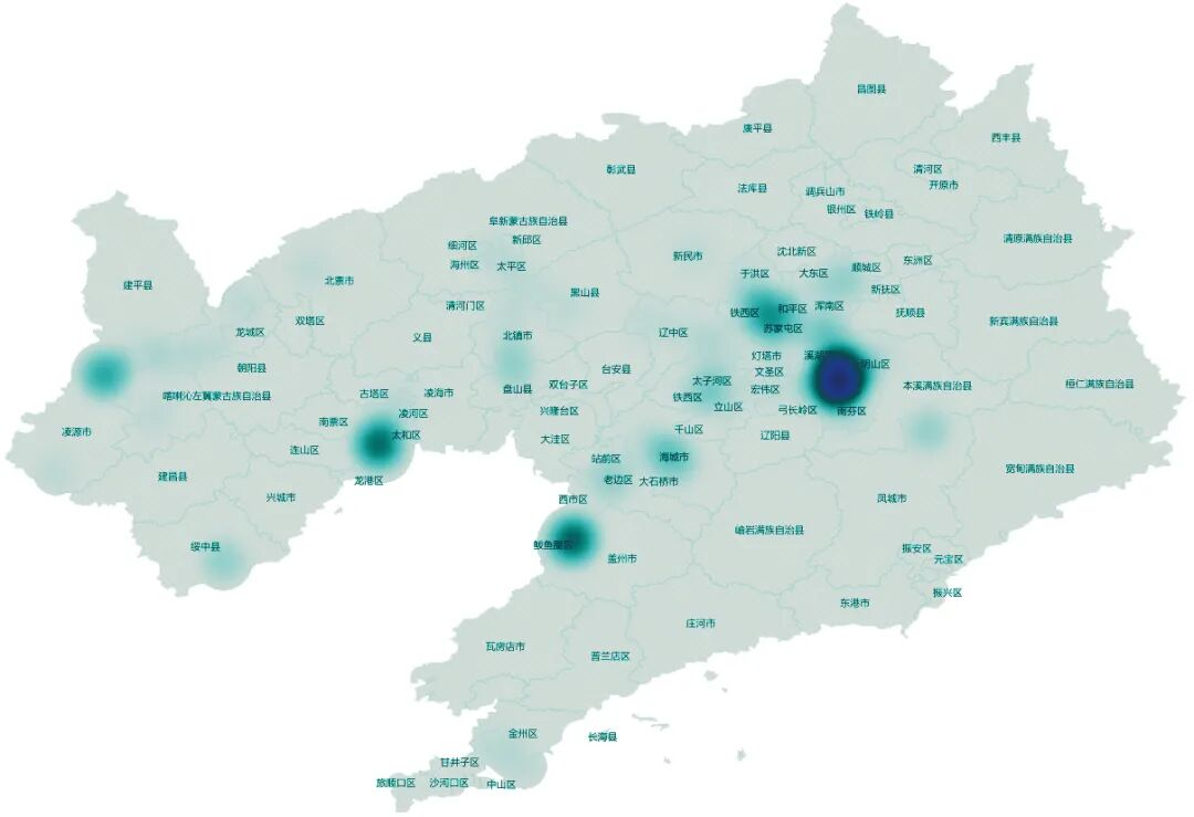 ▲从站点分布热力图中能看到，本溪是辽宁省站点布局最密集的城市。图源于公众号“储充检收”。