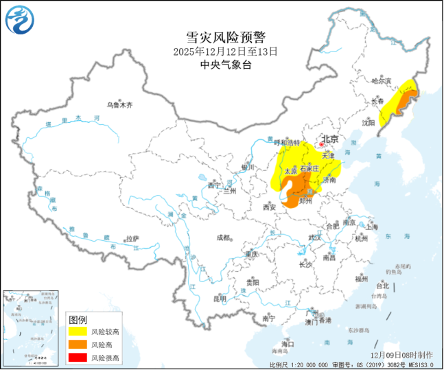 农业农村部和中国气象局12月9日联合发布雪灾风险预警