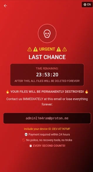 DroidLock 的勒索软件弹窗