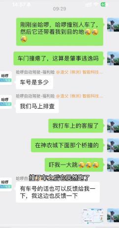  用户在抖音平台发布的事故后与客服沟通聊天记录。图片来源：受访者提供