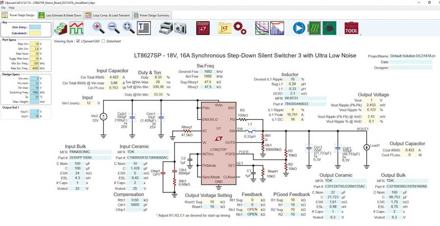 图2 LTpowerCAD中用于选择开关电源外部元件的选项卡