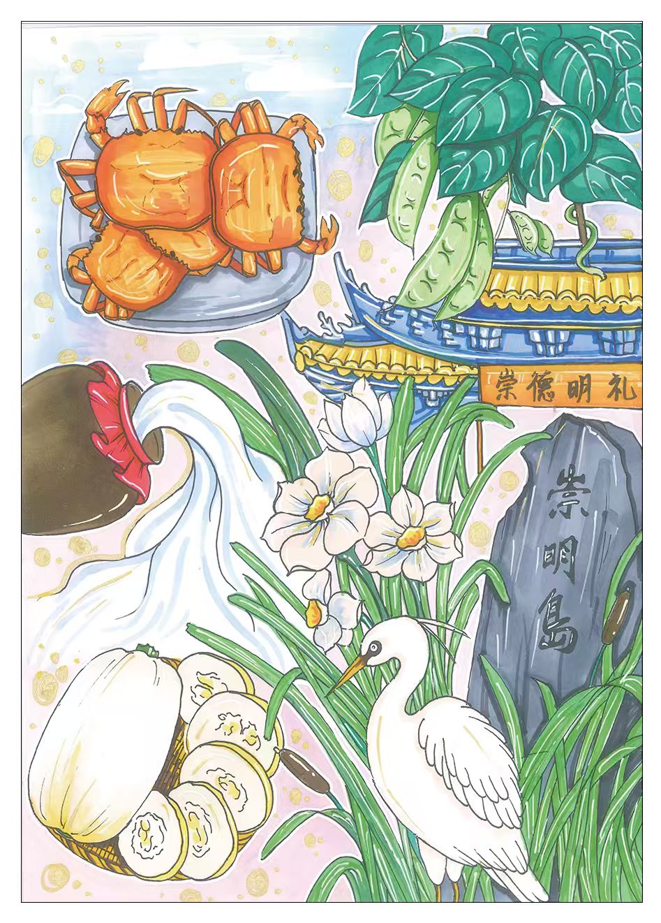 　　崇明青少年地理标志特色绘画展示