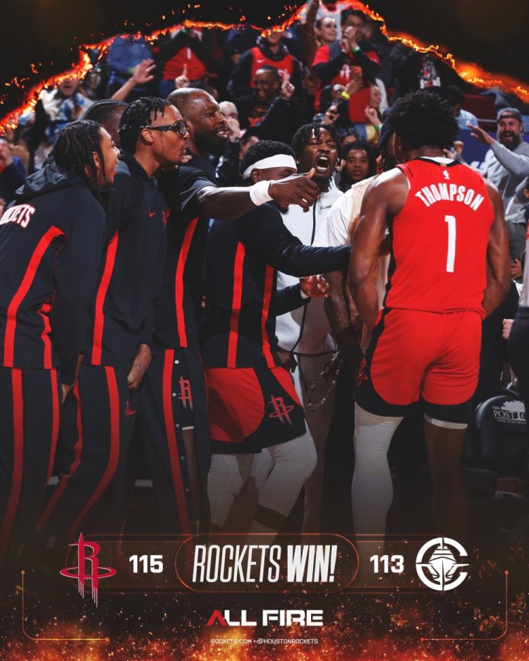 20分9板8助！火箭官方赢球海报封面：阿门末节关键2+1怒吼庆祝