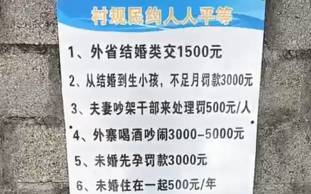 ▲云南临沧一村庄贴出告示被网友吐槽“太奇葩”。图/红星新闻