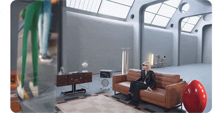 ▲XREAL 1S自带空间定位能力，搭配-XREAL Eye可以实现原生6DoF悬停模式，屏幕可以固定在空间任意位置