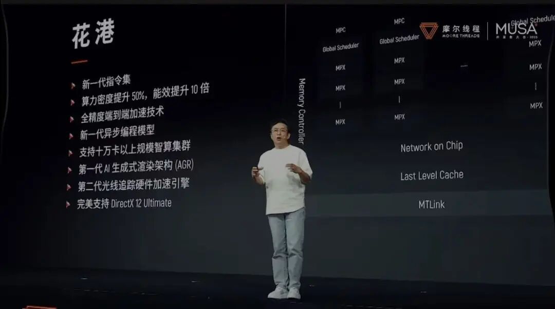 根据官方资料，“花港”架构在计算密度、能效、精度支持、互联能力及图形技术等方面实现全面突破：