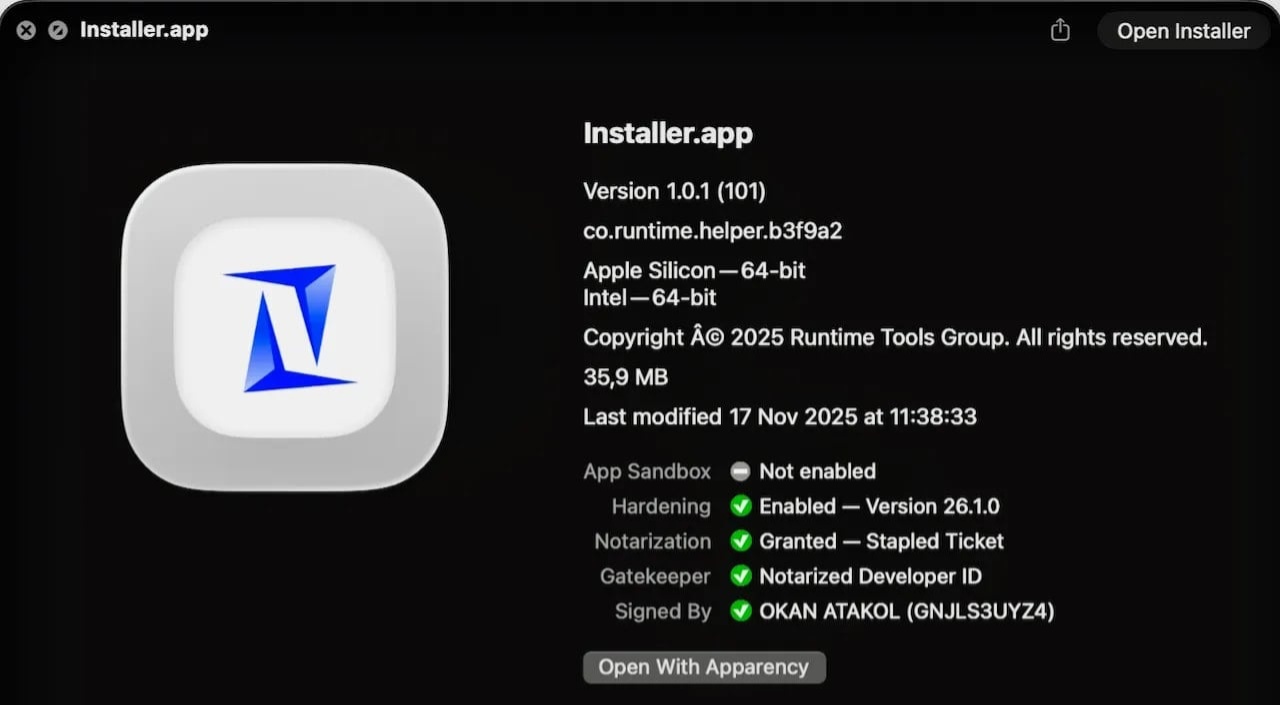 有效的数字签名和公证，图源：Jamf