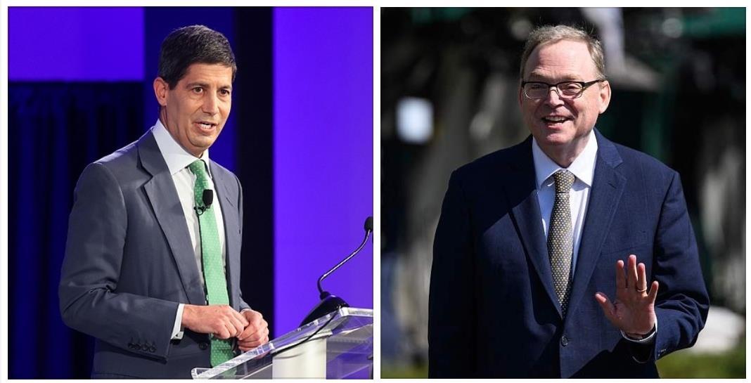 美国联邦储备委员会前理事凯文·沃什（左）和白宫国家经济委员会主任凯文·哈西特（右）图片来源：央视新闻