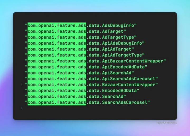 ▲ChatGPT 投放广告的泄露代码 ｜ 图源自 Tibor