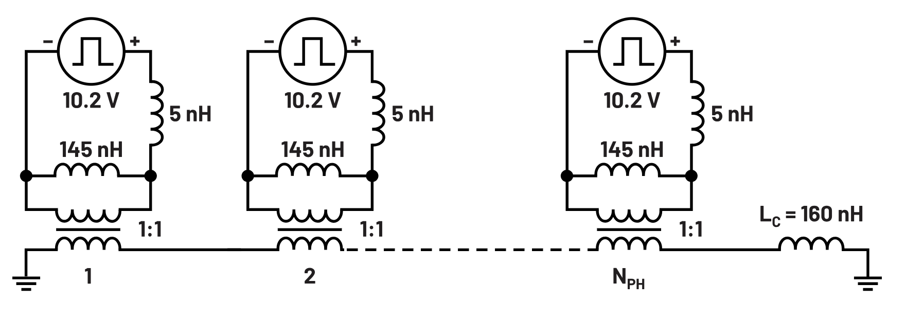 图2. TLVR = 150nH的等效原理图，最坏情况下的加载瞬态