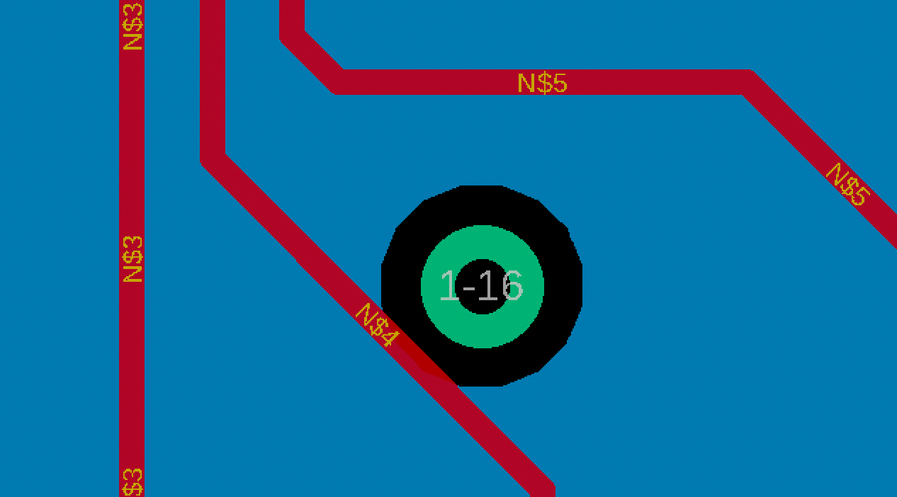 靠近走线的通孔可以防止受影响的走线经过下面的实心铜层。