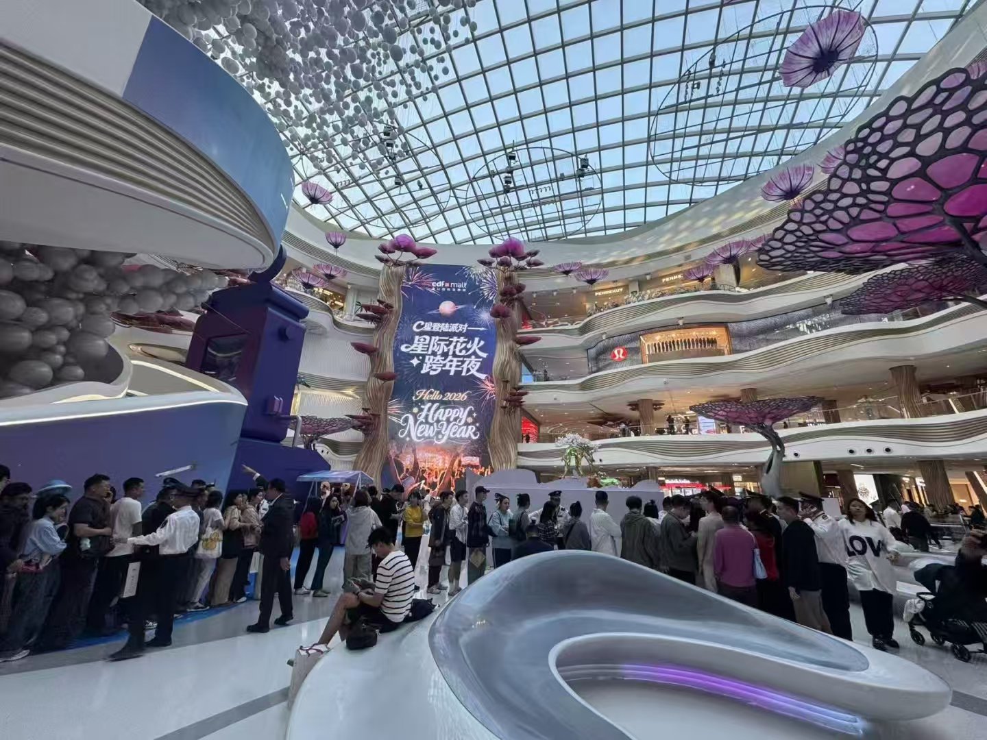 cdf三亚免税城跨年夜排队盛况，图源：社交平台用户@烤乳猪