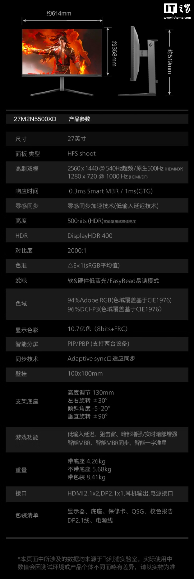 京东飞利浦“27M2N5500XD”显示器4999 元直达链接