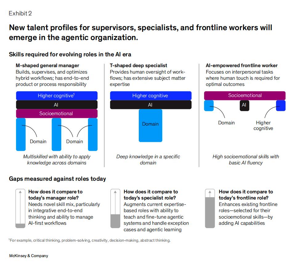未来新型组织的人才画像：领导、专家、一线员工 | 图片来源：McKinsey & Company