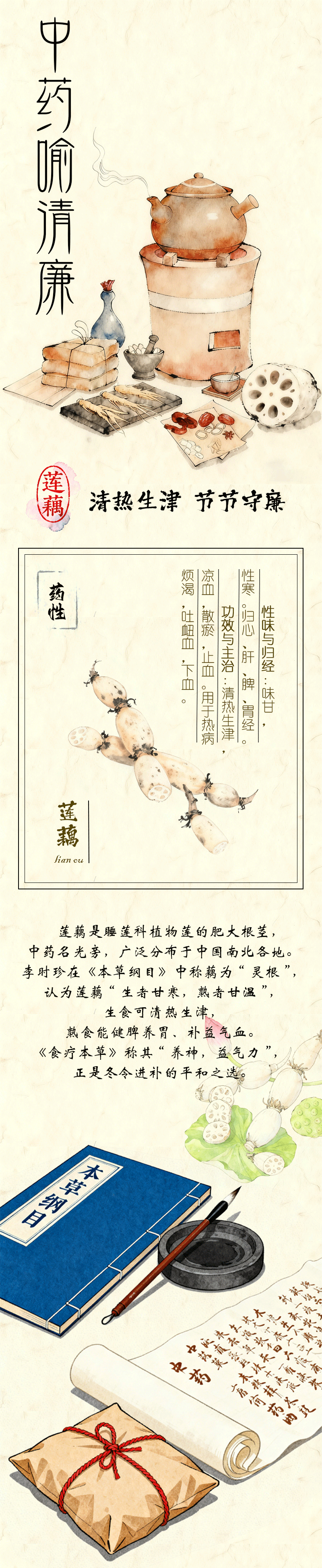 中药喻清廉丨莲藕：清热生津 节节守廉