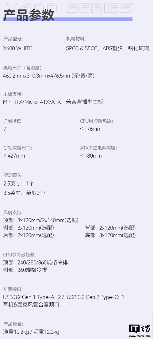 京东乔思伯 X400 WHITE 机箱649 元直达链接