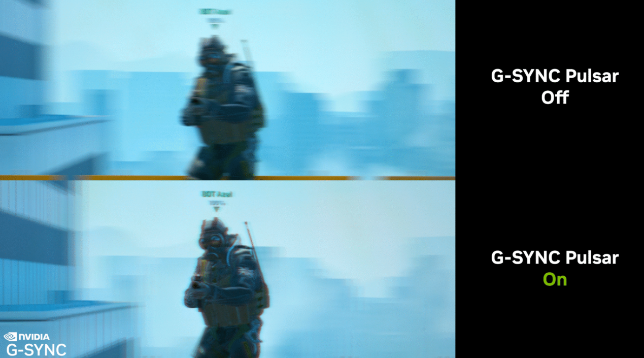 那个拿枪的人在开启脉冲星时会变成一个不那么模糊的持枪人，同时追踪运动。 鸣谢： 英伟达