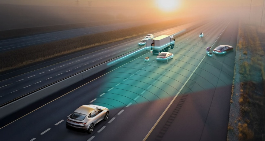 图1 4D成像雷达可提供高分辨率数据，包括道路上物体的高度