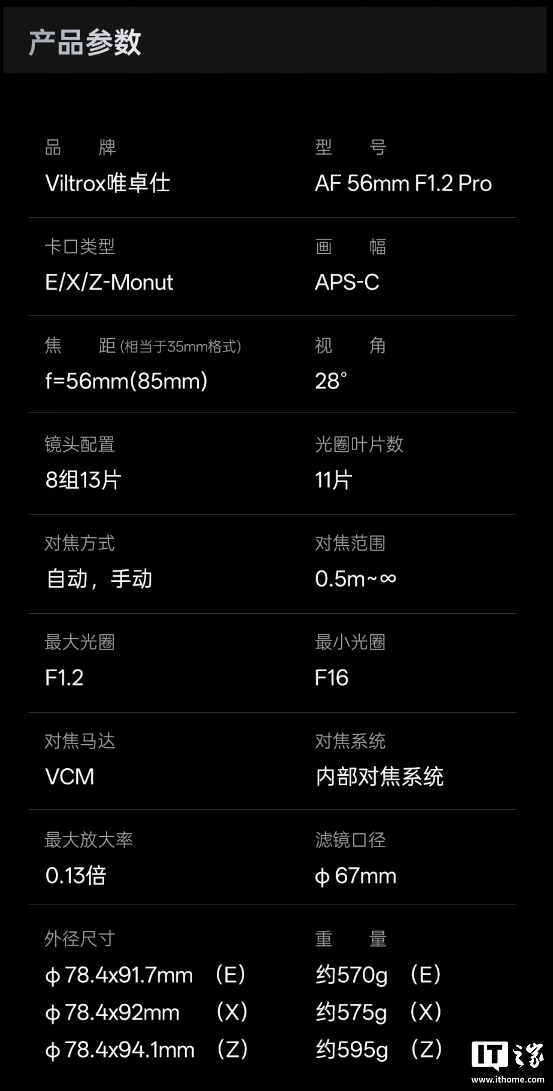 京东唯卓仕 AF 56mm F1.2 Pro Z 镜头3459 元直达链接