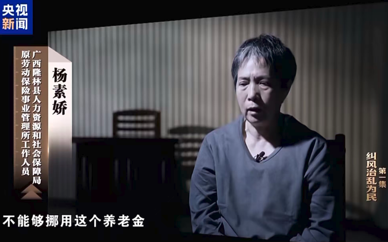 ▲曾任职于广西隆林各族自治县人社局原劳保所的杨素娇。图/央视新闻