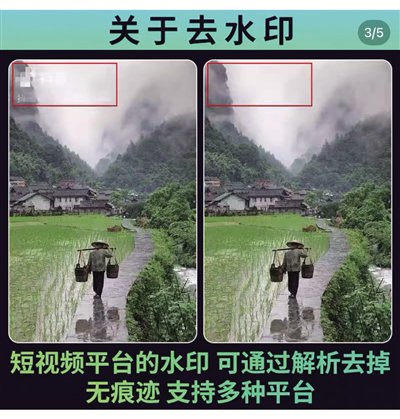 记者从社交平台及电商平台搜索发现的AI去水印服务及工具。制图 马莎