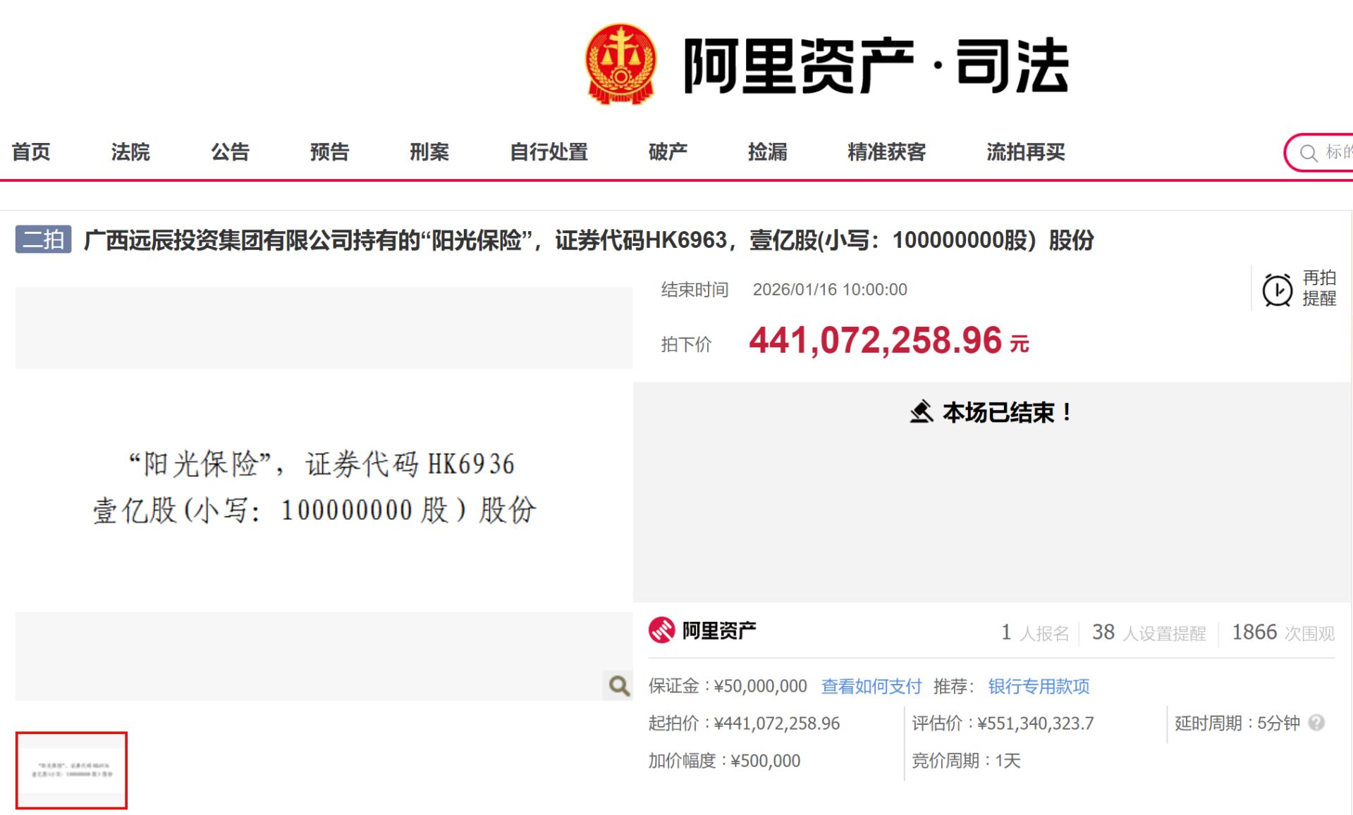 苹果发布:当当收-阳光保险1亿股股权二拍落槌，首程控股旗下公司4.41亿元接盘