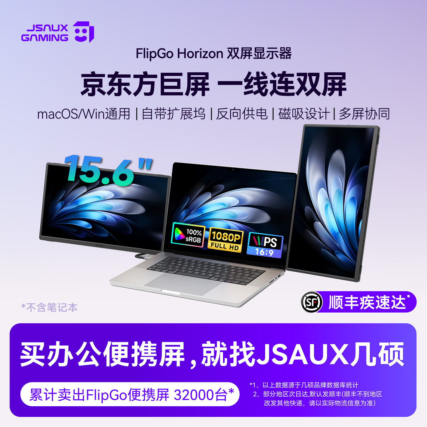 JSAUX 几硕笔记本电脑“三屏化”扩展套件FlipGo Horizon 国行上市
