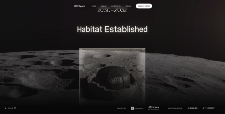 ▲网站主页，右下角写着支持的机构，有 YC、英伟达、甚至还有 SpaceX