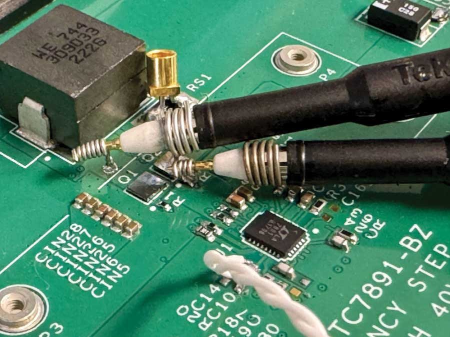 图3 对底部栅极和开关应用适当的探头技术，有效降低振铃伪影